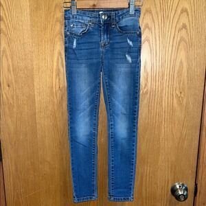 7 For All Mankind Kids The Skinny Blue Distressed A-Pocket Jeans